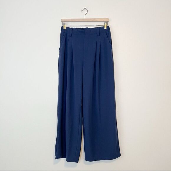 Halara Flex™ High Waisted Pocket Wide Leg Waffle Work Pants NEW Sz MP Dark Blue - Picture 4 of 9